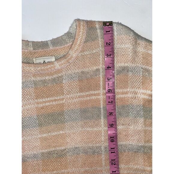 Lou & Grey Plaid Wool Alpaca Blend Sweater Beige Pink Neutral Academia Tunic Med - Picture 15 of 16